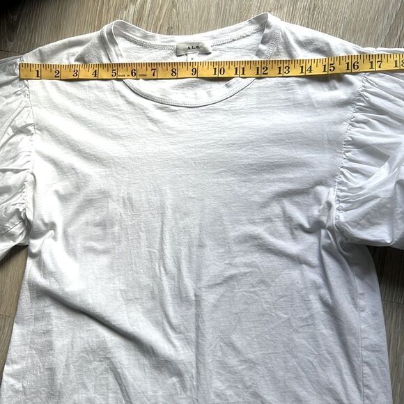 A.L.C. Cassandra Puff Ballon Short Sleeve Cotton White Relaxed Top M - Picture 15 of 16